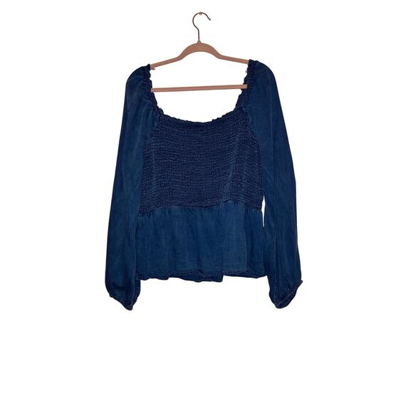 Old navy blue Chambary smocked babydoll top size XL - Picture 1 of 5